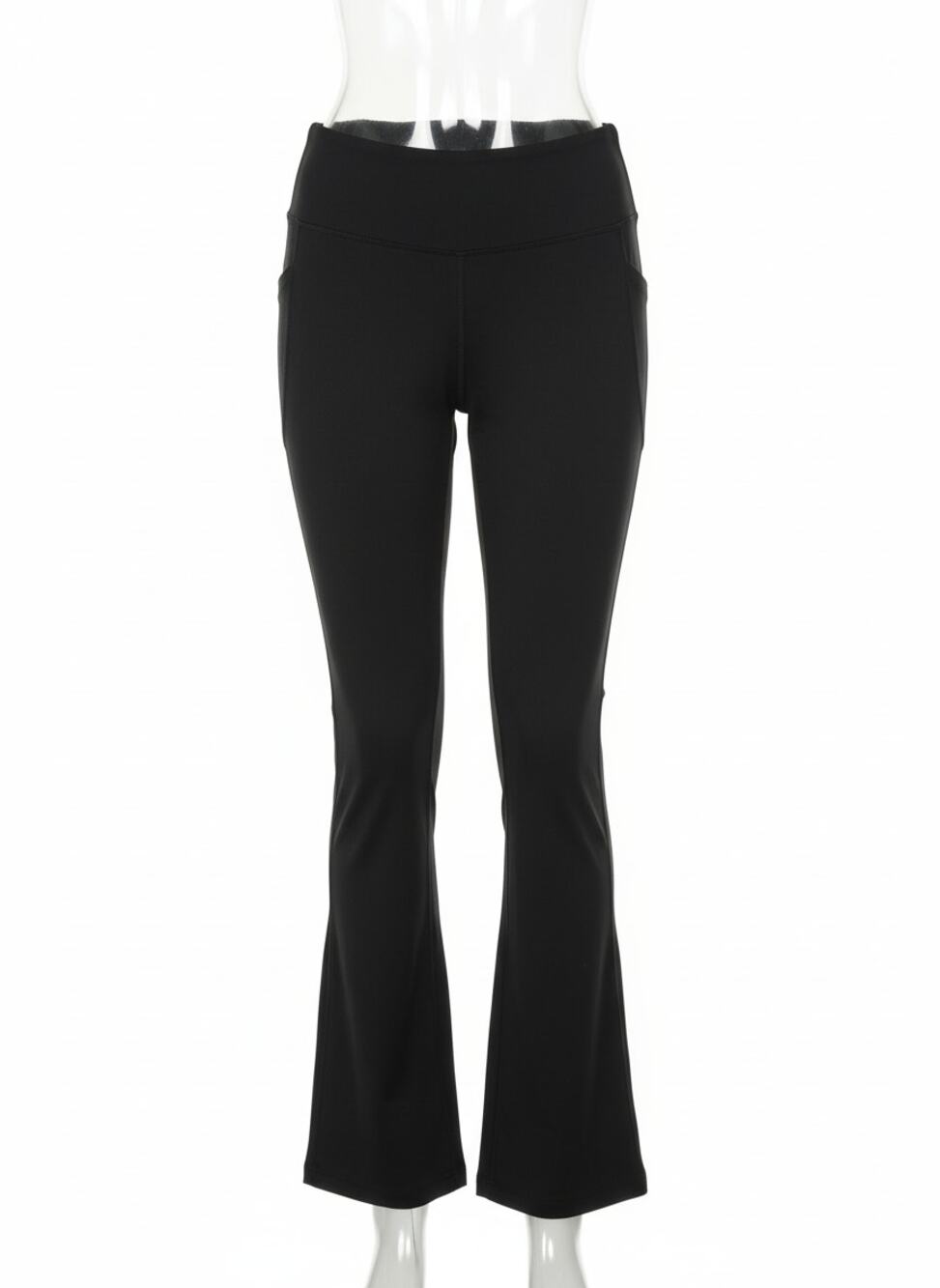 Black Bootcut Yoga Pants Flare 4 Pockets High Waisted Women's Large Tall